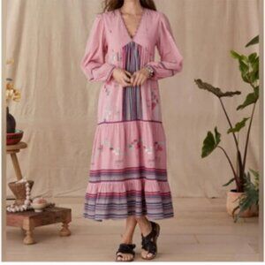Anthropologie's Conditions Apply Hand Woven 100% Cotton Boho Maxi Dress Small